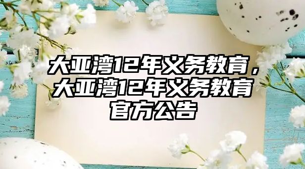 大亞灣12年義務(wù)教育，大亞灣12年義務(wù)教育官方公告