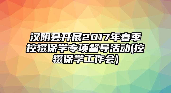 漢陰縣開展2017年春季控輟保學(xué)專項(xiàng)督導(dǎo)活動(控輟保學(xué)工作會)