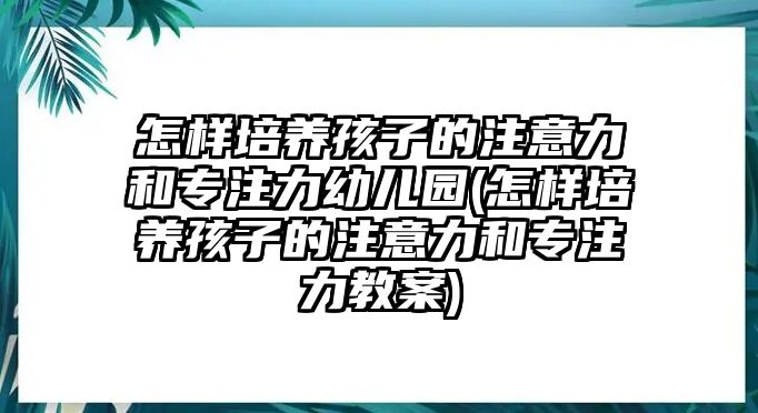 怎樣培養(yǎng)孩子的注意力和專注力幼兒園(怎樣培養(yǎng)孩子的注意力和專注力教案)