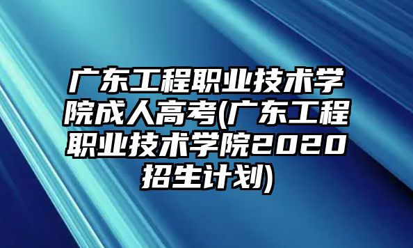 廣東工程職業(yè)技術(shù)學(xué)院成人高考(廣東工程職業(yè)技術(shù)學(xué)院2020招生計劃)