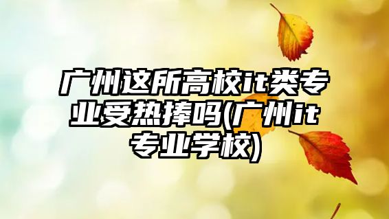 廣州這所高校it類專業(yè)受熱捧嗎(廣州it專業(yè)學(xué)校)