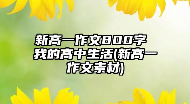 新高一作文800字 我的高中生活(新高一作文素材)