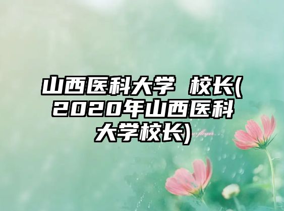 山西醫(yī)科大學(xué) 校長(zhǎng)(2020年山西醫(yī)科大學(xué)校長(zhǎng))