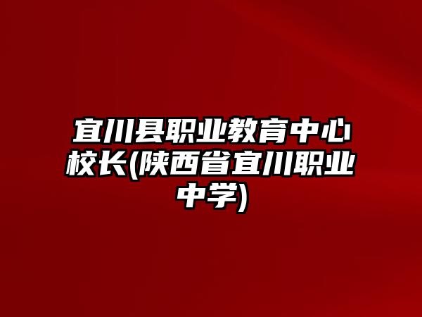 宜川縣職業(yè)教育中心校長(陜西省宜川職業(yè)中學(xué))