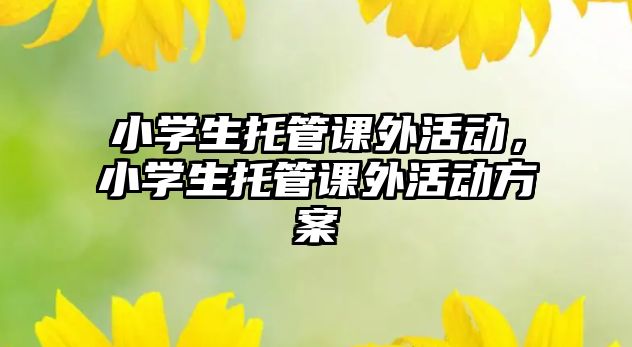 小學生托管課外活動，小學生托管課外活動方案