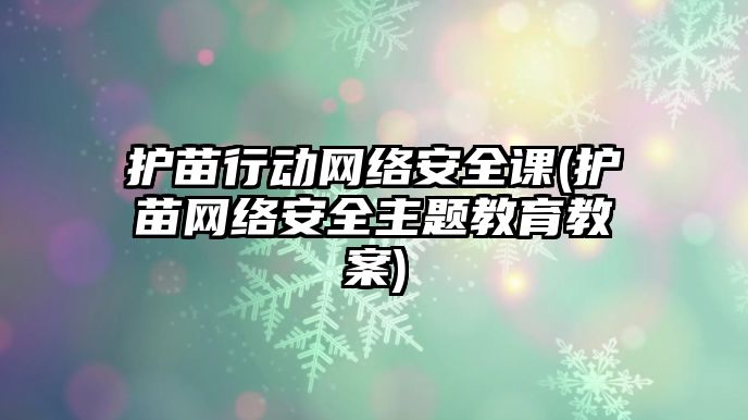 護(hù)苗行動網(wǎng)絡(luò)安全課(護(hù)苗網(wǎng)絡(luò)安全主題教育教案)