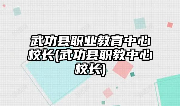 武功縣職業(yè)教育中心校長(武功縣職教中心校長)