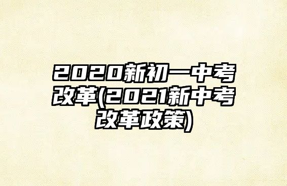 2020新初一中考改革(2021新中考改革政策)