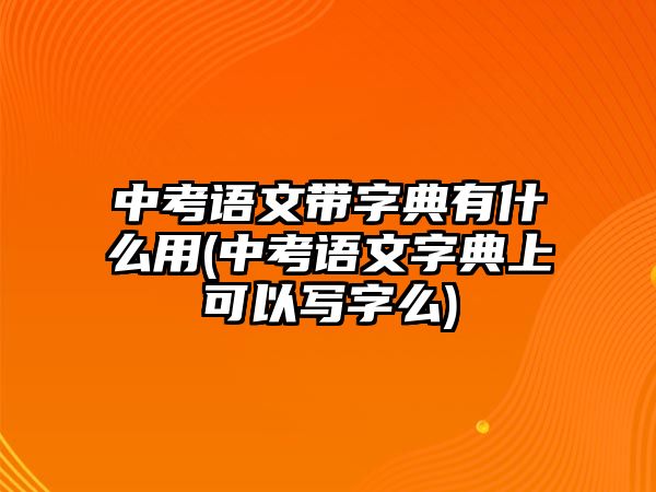 中考語文帶字典有什么用(中考語文字典上可以寫字么)