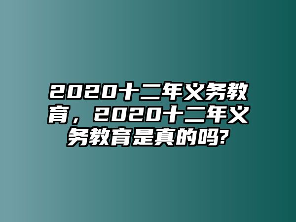 2020十二年義務教育，2020十二年義務教育是真的嗎?