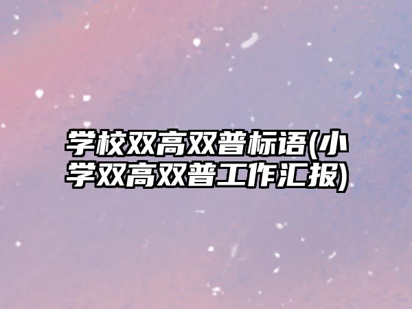 學(xué)校雙高雙普標(biāo)語(yǔ)(小學(xué)雙高雙普工作匯報(bào))