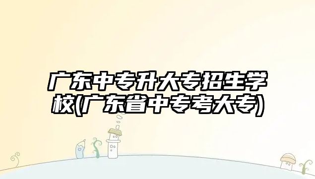 廣東中專升大專招生學(xué)校(廣東省中專考大專)