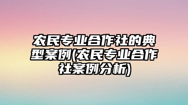 農(nóng)民專業(yè)合作社的典型案例(農(nóng)民專業(yè)合作社案例分析)