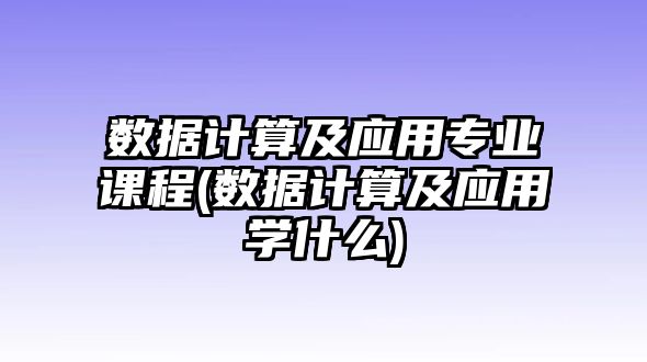 數(shù)據(jù)計算及應(yīng)用專業(yè)課程(數(shù)據(jù)計算及應(yīng)用學(xué)什么)