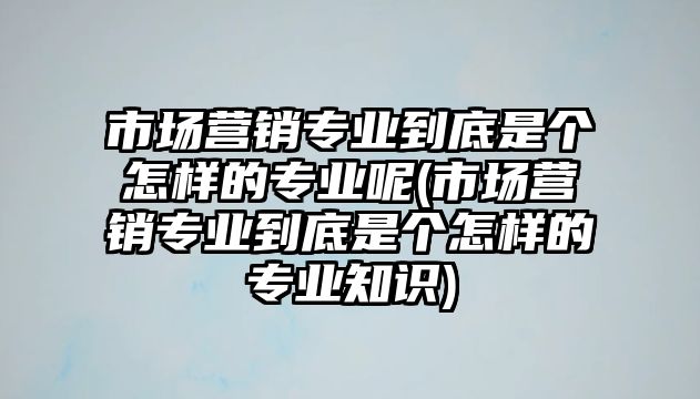 市場營銷專業(yè)到底是個怎樣的專業(yè)呢(市場營銷專業(yè)到底是個怎樣的專業(yè)知識)