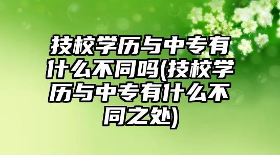 技校學(xué)歷與中專有什么不同嗎(技校學(xué)歷與中專有什么不同之處)