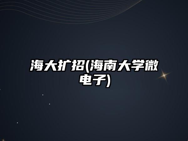 海大擴招(海南大學(xué)微電子)