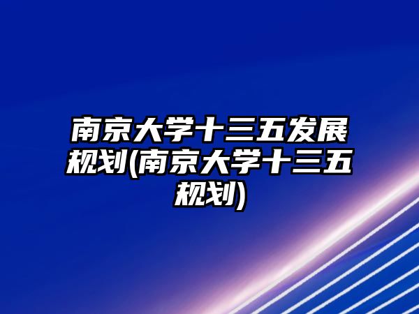 南京大學十三五發(fā)展規(guī)劃(南京大學十三五規(guī)劃)