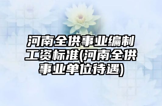 河南全供事業(yè)編制工資標(biāo)準(zhǔn)(河南全供事業(yè)單位待遇)