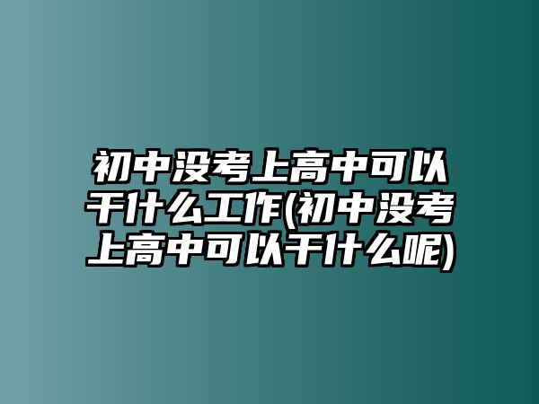 初中沒考上高中可以干什么工作(初中沒考上高中可以干什么呢)