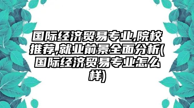 國(guó)際經(jīng)濟(jì)貿(mào)易專(zhuān)業(yè),院校推薦,就業(yè)前景全面分析(國(guó)際經(jīng)濟(jì)貿(mào)易專(zhuān)業(yè)怎么樣)