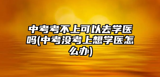 中考考不上可以去學醫(yī)嗎(中考沒考上想學醫(yī)怎么辦)