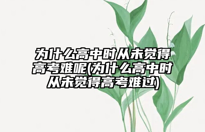 為什么高中時(shí)從未覺(jué)得高考難呢(為什么高中時(shí)從未覺(jué)得高考難過(guò))