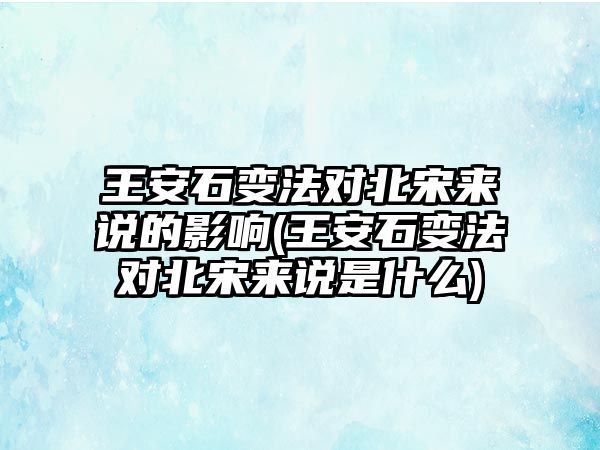 王安石變法對北宋來說的影響(王安石變法對北宋來說是什么)