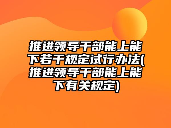 推進(jìn)領(lǐng)導(dǎo)干部能上能下若干規(guī)定試行辦法(推進(jìn)領(lǐng)導(dǎo)干部能上能下有關(guān)規(guī)定)