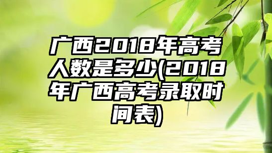 廣西2018年高考人數是多少(2018年廣西高考錄取時間表)