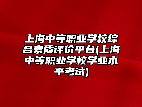 上海中等職業(yè)學校綜合素質(zhì)評價平臺(上海中等職業(yè)學校學業(yè)水平考試)