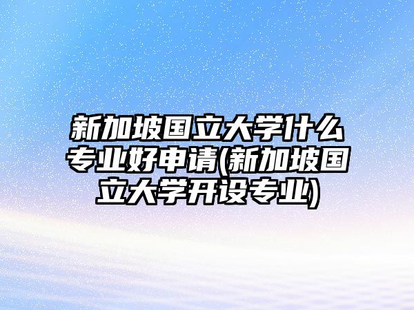 新加坡國立大學(xué)什么專業(yè)好申請(qǐng)(新加坡國立大學(xué)開設(shè)專業(yè))