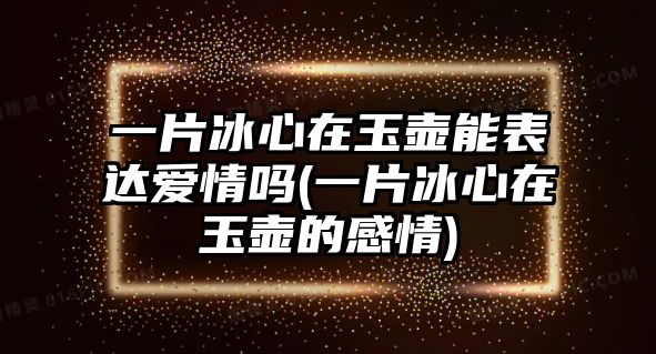 一片冰心在玉壺能表達(dá)愛情嗎(一片冰心在玉壺的感情)