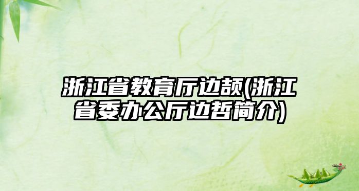 浙江省教育廳邊頡(浙江省委辦公廳邊哲簡介)