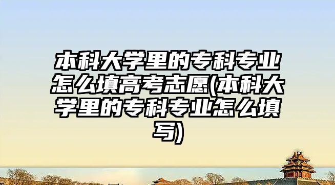 本科大學(xué)里的專科專業(yè)怎么填高考志愿(本科大學(xué)里的?？茖I(yè)怎么填寫)