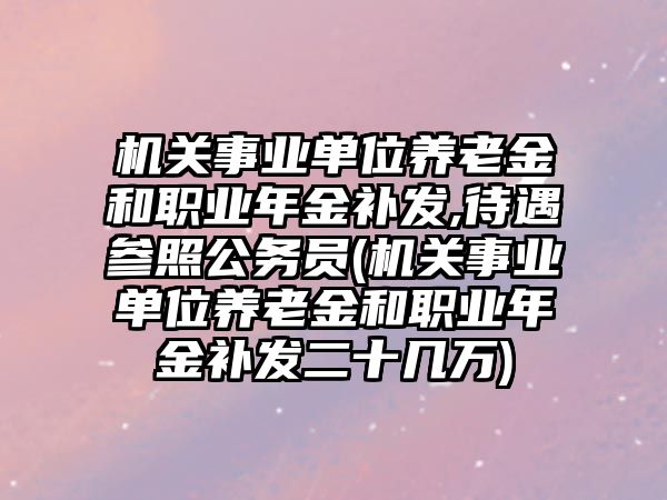 機(jī)關(guān)事業(yè)單位養(yǎng)老金和職業(yè)年金補(bǔ)發(fā),待遇參照公務(wù)員(機(jī)關(guān)事業(yè)單位養(yǎng)老金和職業(yè)年金補(bǔ)發(fā)二十幾萬)