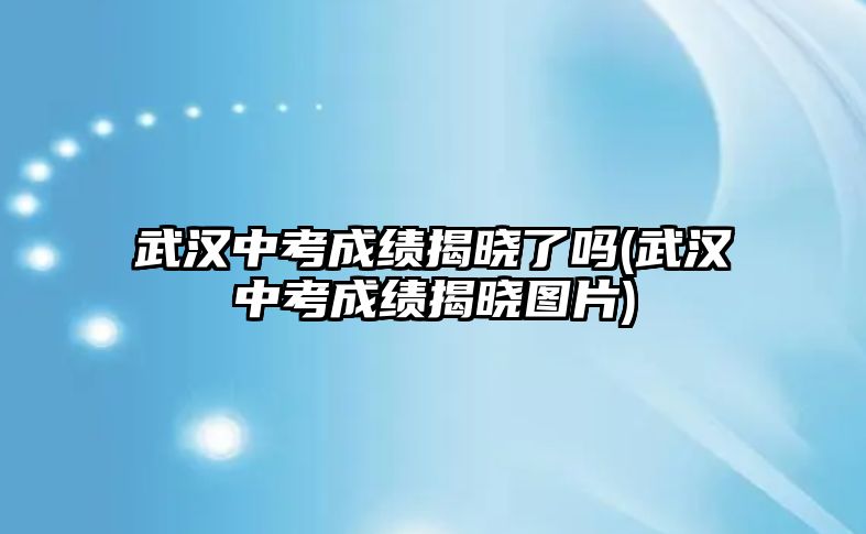 武漢中考成績揭曉了嗎(武漢中考成績揭曉圖片)