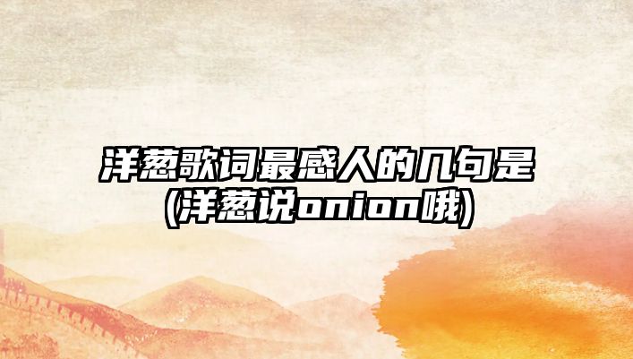 洋蔥歌詞最感人的幾句是(洋蔥說onion哦)