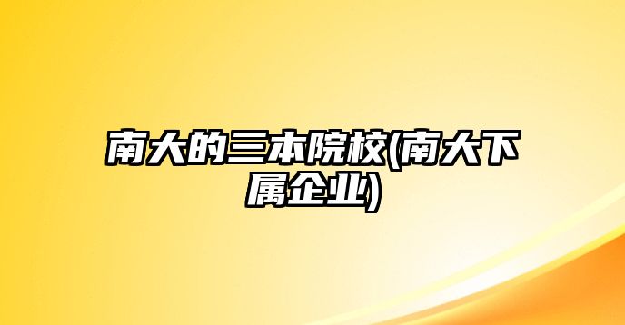 南大的三本院校(南大下屬企業(yè))