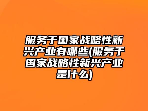 服務(wù)于國(guó)家戰(zhàn)略性新興產(chǎn)業(yè)有哪些(服務(wù)于國(guó)家戰(zhàn)略性新興產(chǎn)業(yè)是什么)