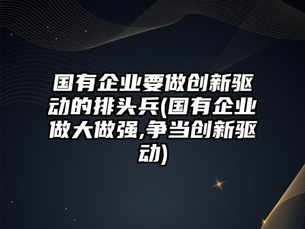 國有企業(yè)要做創(chuàng)新驅(qū)動(dòng)的排頭兵(國有企業(yè)做大做強(qiáng),爭當(dāng)創(chuàng)新驅(qū)動(dòng))