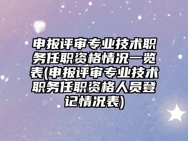 申報評審專業(yè)技術職務任職資格情況一覽表(申報評審專業(yè)技術職務任職資格人員登記情況表)