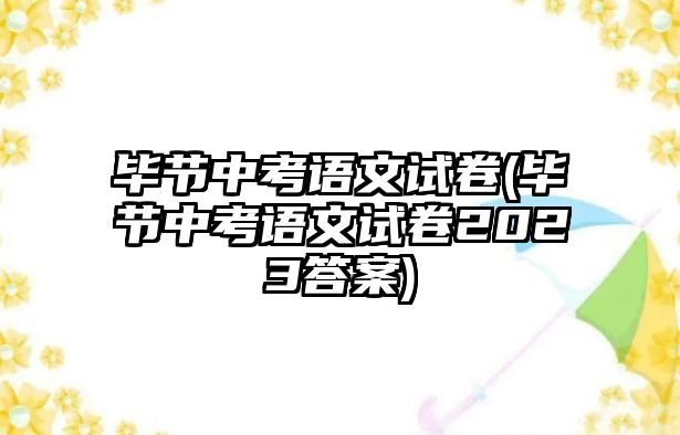 畢節(jié)中考語文試卷(畢節(jié)中考語文試卷2023答案)