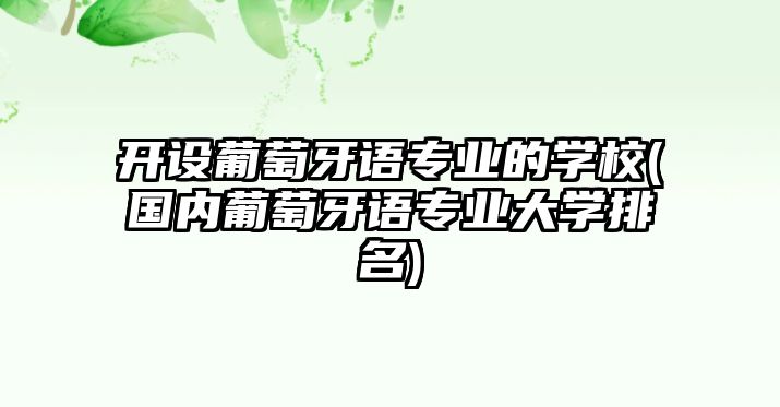 開(kāi)設(shè)葡萄牙語(yǔ)專(zhuān)業(yè)的學(xué)校(國(guó)內(nèi)葡萄牙語(yǔ)專(zhuān)業(yè)大學(xué)排名)