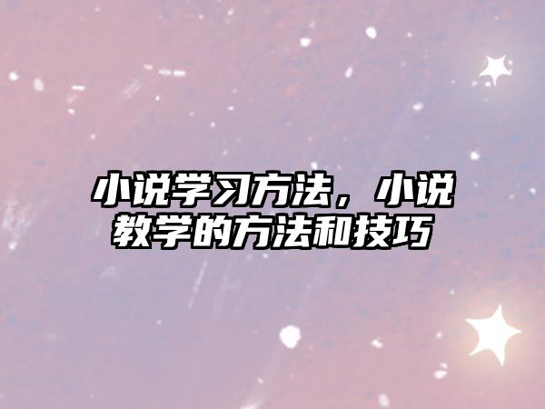 小說學(xué)習(xí)方法，小說教學(xué)的方法和技巧