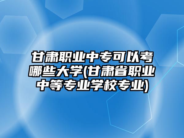 甘肅職業(yè)中專可以考哪些大學(甘肅省職業(yè)中等專業(yè)學校專業(yè))