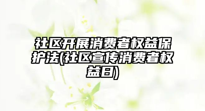 社區(qū)開展消費者權益保護法(社區(qū)宣傳消費者權益日)