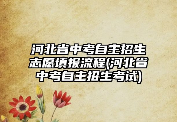 河北省中考自主招生志愿填報流程(河北省中考自主招生考試)