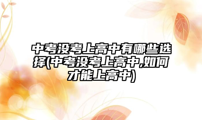 中考沒考上高中有哪些選擇(中考沒考上高中,如何才能上高中)