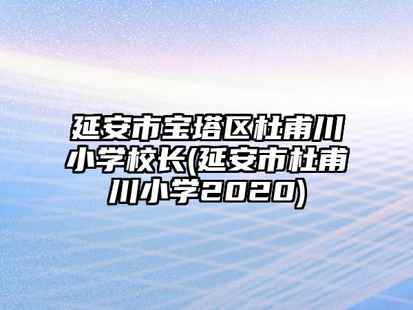 延安市寶塔區(qū)杜甫川小學(xué)校長(延安市杜甫川小學(xué)2020)